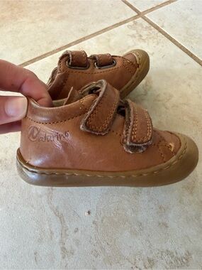 Naturino Tan Brown Leather Velcro Baby Walker Shoes